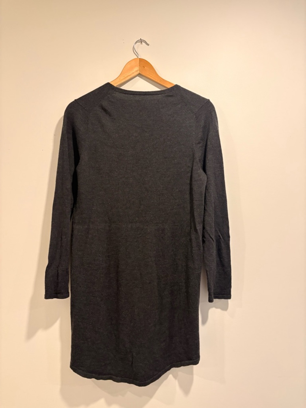 Eileen Fisher Merino Jersey Charcoal V-Neck Tunic Dress - S - Picture 3 of 9